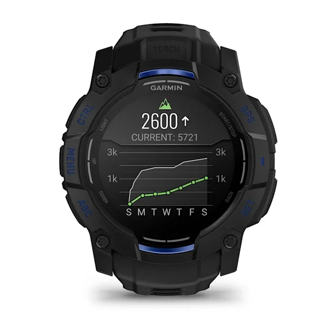 GARMIN Instinct 3 AMOLED Smart Watch - 50 mm, Black with Black/Bolt Blue Band Silicone Band thumbnail